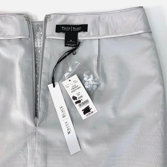 New WHBM Gray Silver Sequin Pencil Skirt Size 8 - Picture 13 of 16